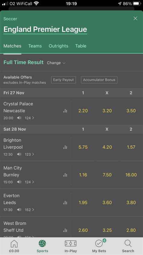 bet365 odds premier league